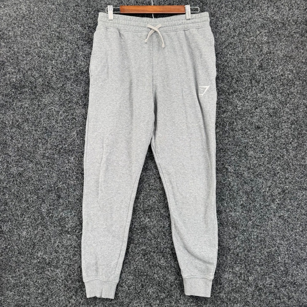 Gymshark Crest Joggers Mens Medium Grey Marl Slim Fit Fleece Sweatpants GMBT3980